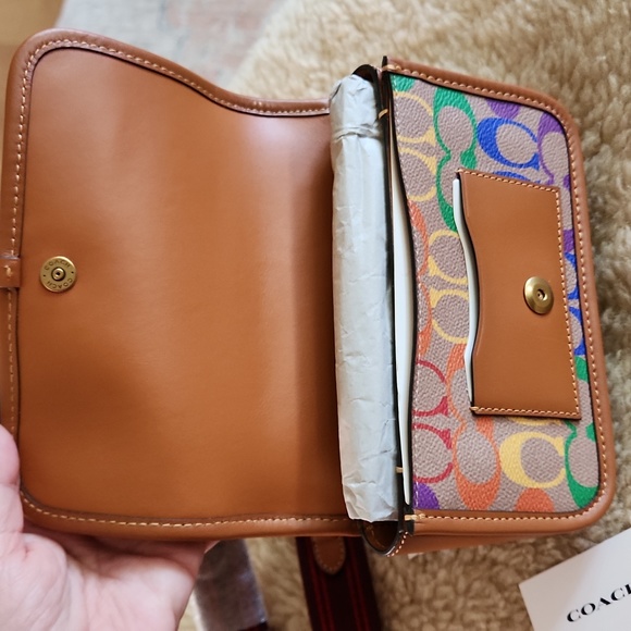 Gorgeous NWT Coach Rainbow Saddle Crossbody Bag with Guitar Strap ❤️🌈💜 - Picture 9 of 16